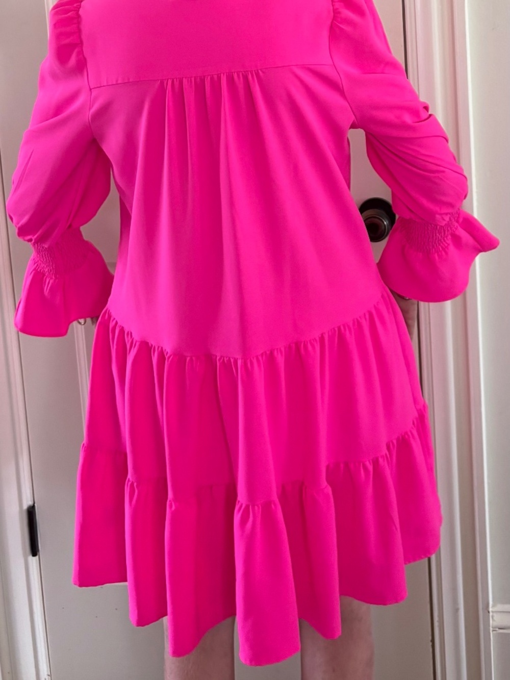 Stunning, bright pink dress for social events and church.